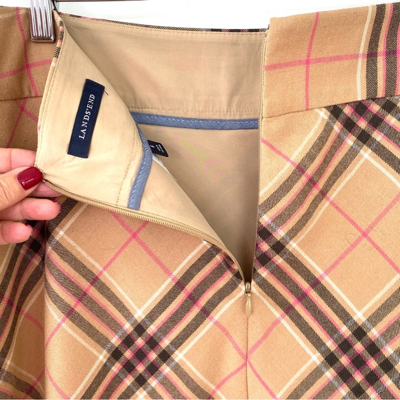 Lands End A-line skirt with wide waistband, wool blend plaid pattern, lined - Picture 6 of 11